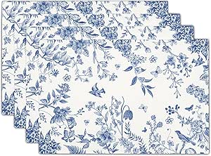 JOGO AMERICANO 6 PCS LOOM BLUE BIRD&FLOWER