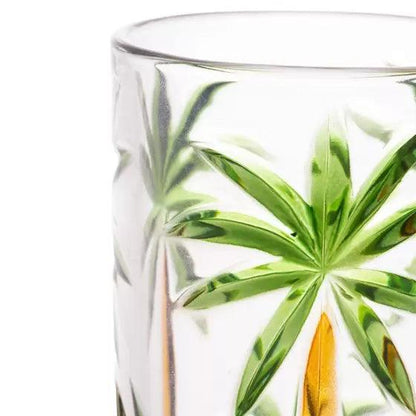 Conjunto 6 Copos Altos de Cristal Palm Tree Handpaint - DoceLar Loja