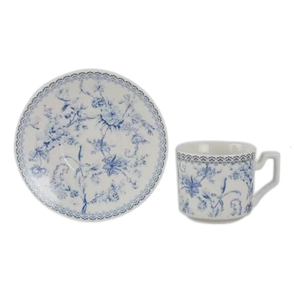 Jogo de 8 peças para café Hortênsia em new bone china 90ml azul