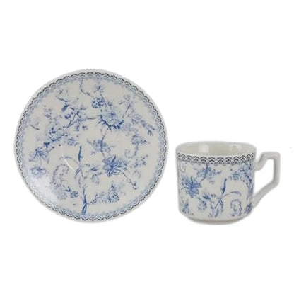 Jogo de 8 peças para café Hortênsia em new bone china 90ml azul