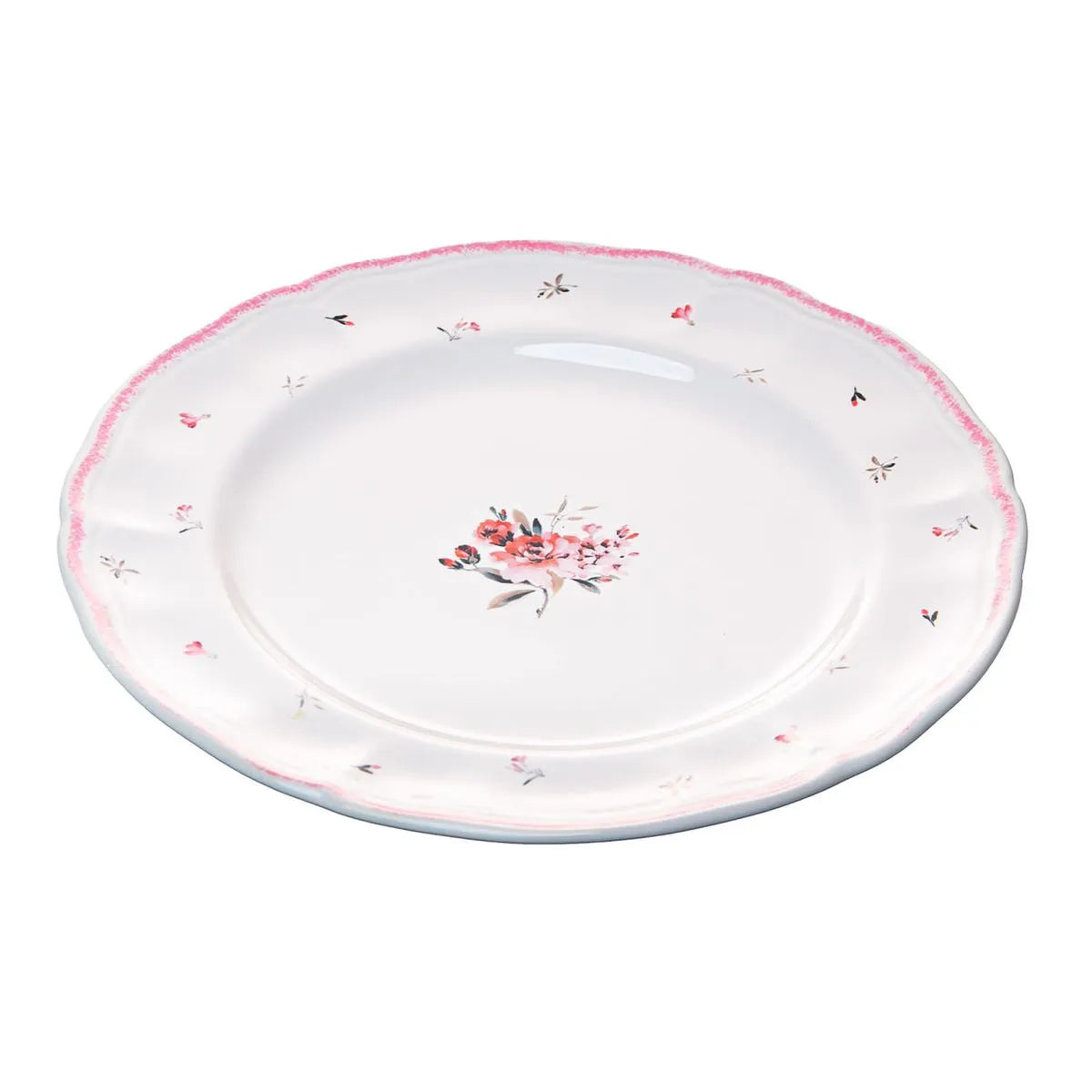 PRATO RASO FLORESCER 27CM ROSA CERAMICA WOLFF