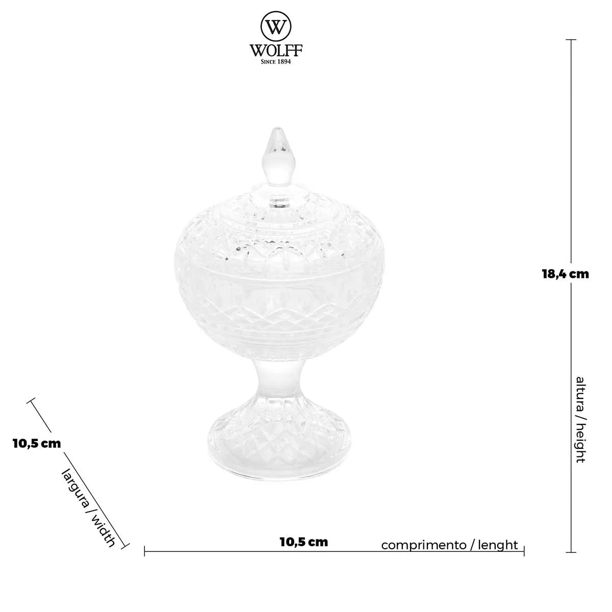 Potiche Decorativo Cristal C/ Pé Lys