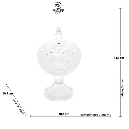 Potiche Decorativo Cristal C/ Pé Lys