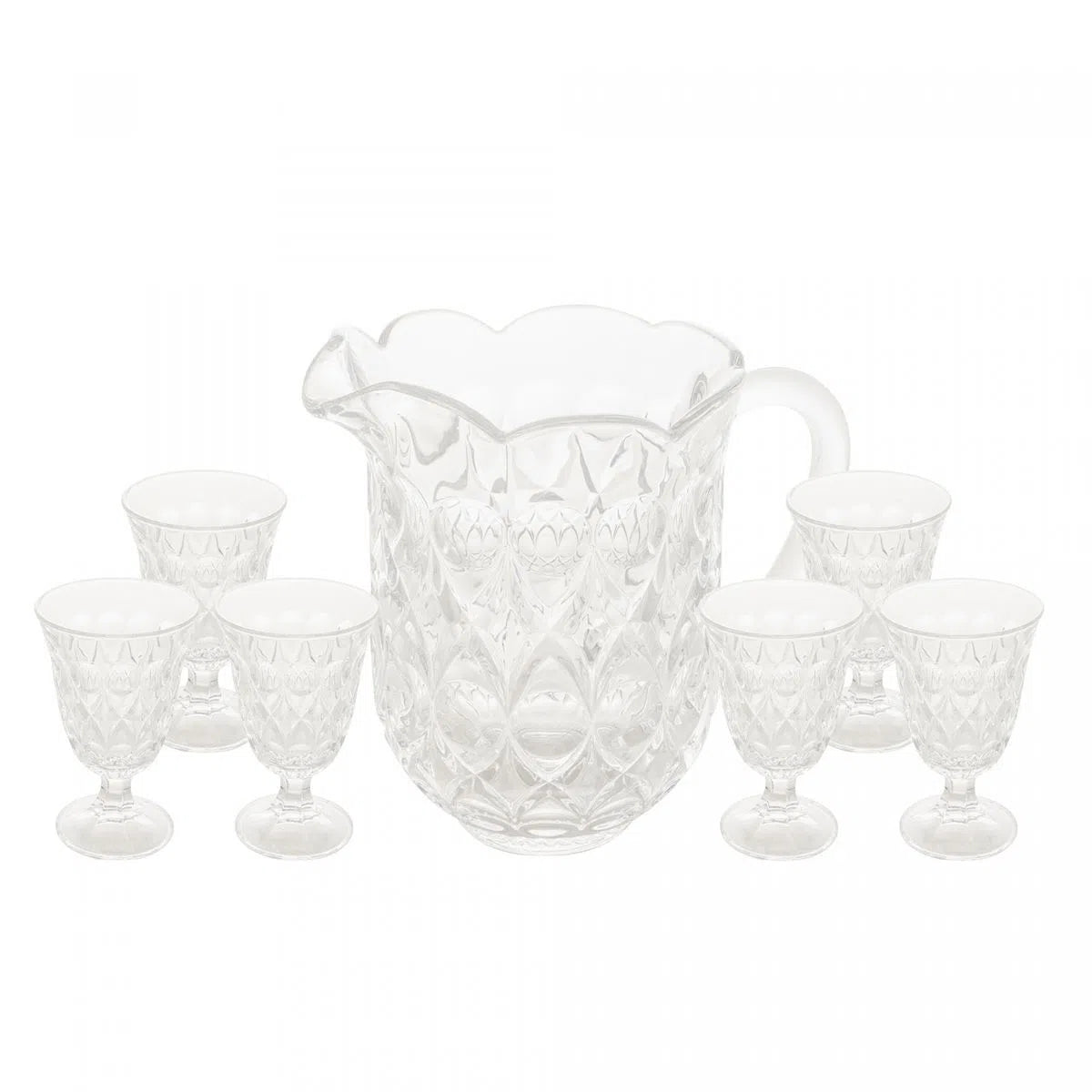 Cj Jarra com 6 Taças para Água de Cristal Lile - DoceLar Loja