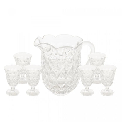 Cj Jarra com 6 Taças para Água de Cristal Lile - DoceLar Loja