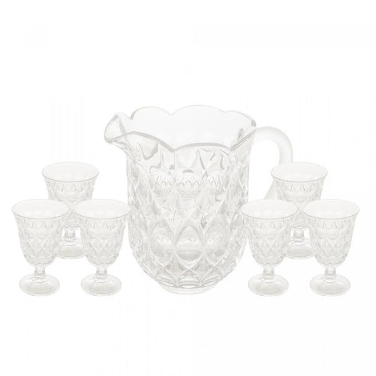 Cj Jarra com 6 Taças para Água de Cristal Lile - DoceLar Loja