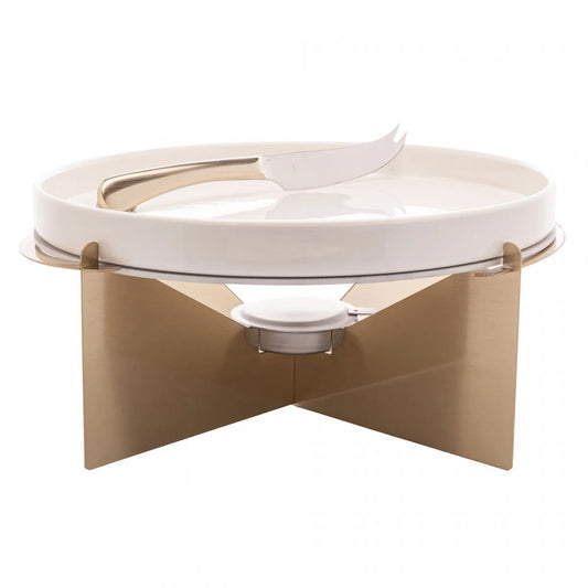 Rechaud de Cerâmica com Suporte de Aço Inox e Faca Champanhe-Grande - DoceLar Loja