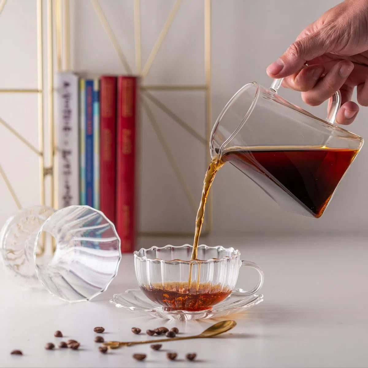 Xícara de Café e Chá com Pires Dupla de Vidro Borossilicato - DoceLar Loja