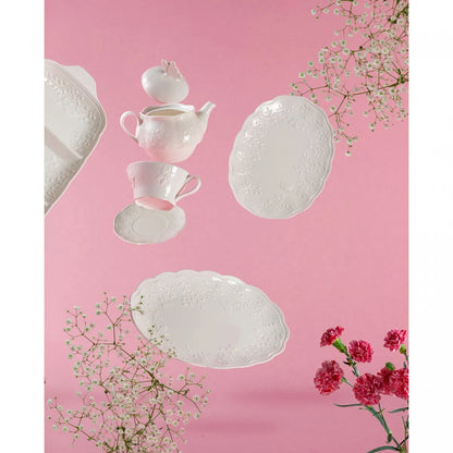 Travessa de Porcelana New Bone Butterfly Flower - DoceLar Loja