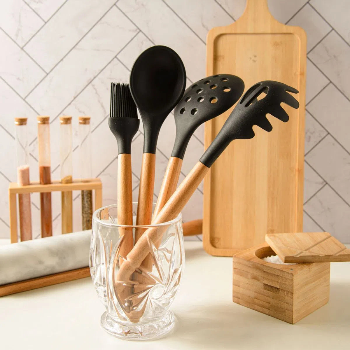 Porta Talher de Cristal Prima - DoceLar Loja