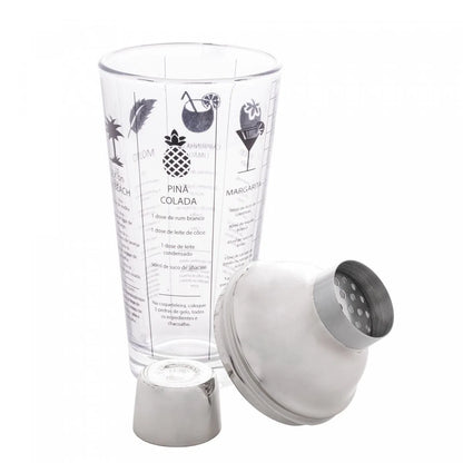 Coqueteleira de Vidro com Tampa de Aço Inox Coimbra - DoceLar Loja