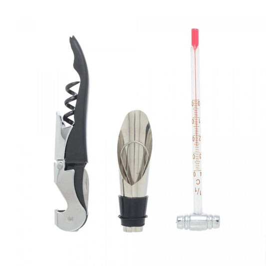 Conjunto 3 Peças de Aço Inox para Vinho com Caixa - DoceLar Loja