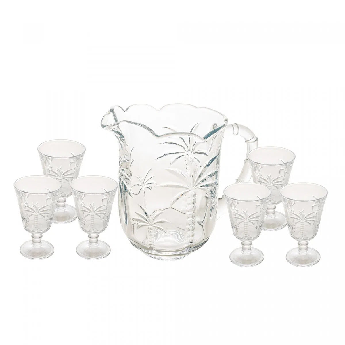 Cj Jarra com 6 Taças de Cristal Palm - DoceLar Loja