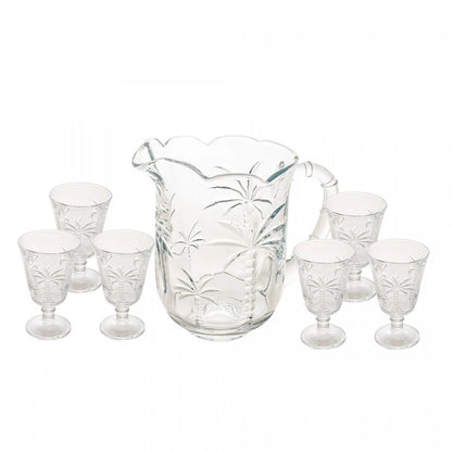 Cj Jarra com 6 Taças de Cristal Palm - DoceLar Loja