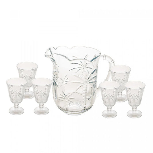 Cj Jarra com 6 Taças de Cristal Palm - DoceLar Loja