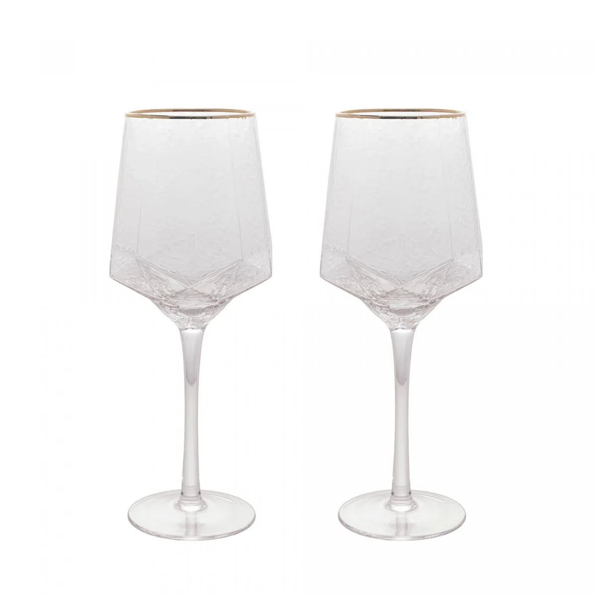 Cj 2 Taças de Vinho de Cristal com Fio de Ouro Taj 600ml - DoceLar Loja