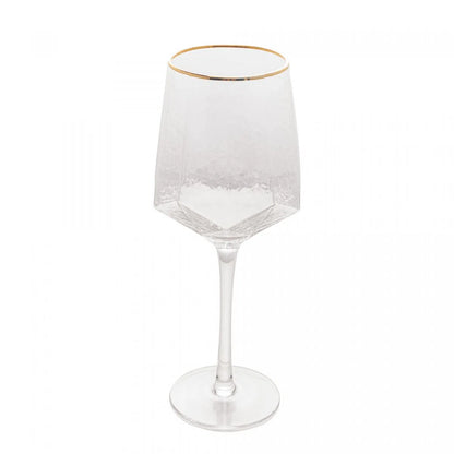 Cj 2 Taças de Vinho de Cristal com Fio de Ouro Taj 600ml - DoceLar Loja