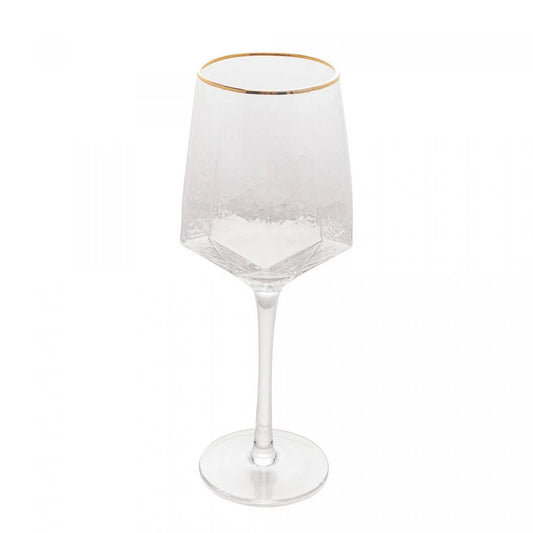 Cj 2 Taças de Vinho de Cristal com Fio de Ouro Taj 600ml - DoceLar Loja