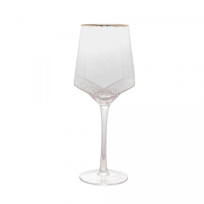 Cj 2 Taças de Vinho de Cristal com Fio de Ouro Taj 600ml - DoceLar Loja