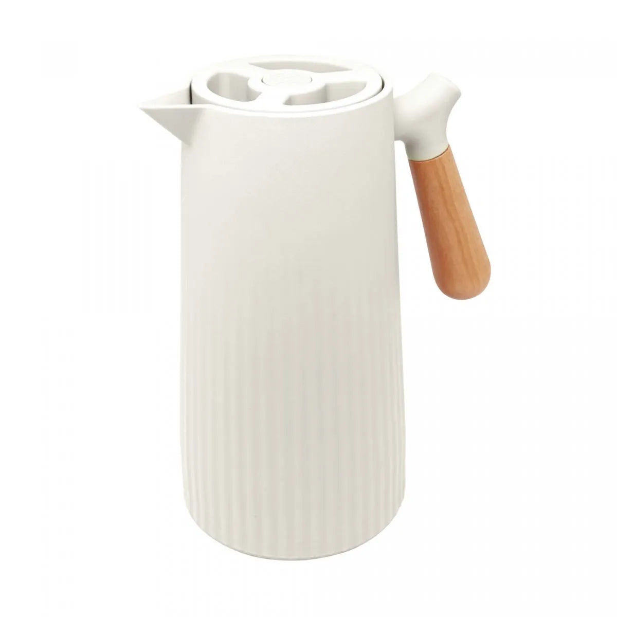 Garrafa Térmica de Plástico com Cabo de Madeira New Nórdica Branca 1L - DoceLar Loja