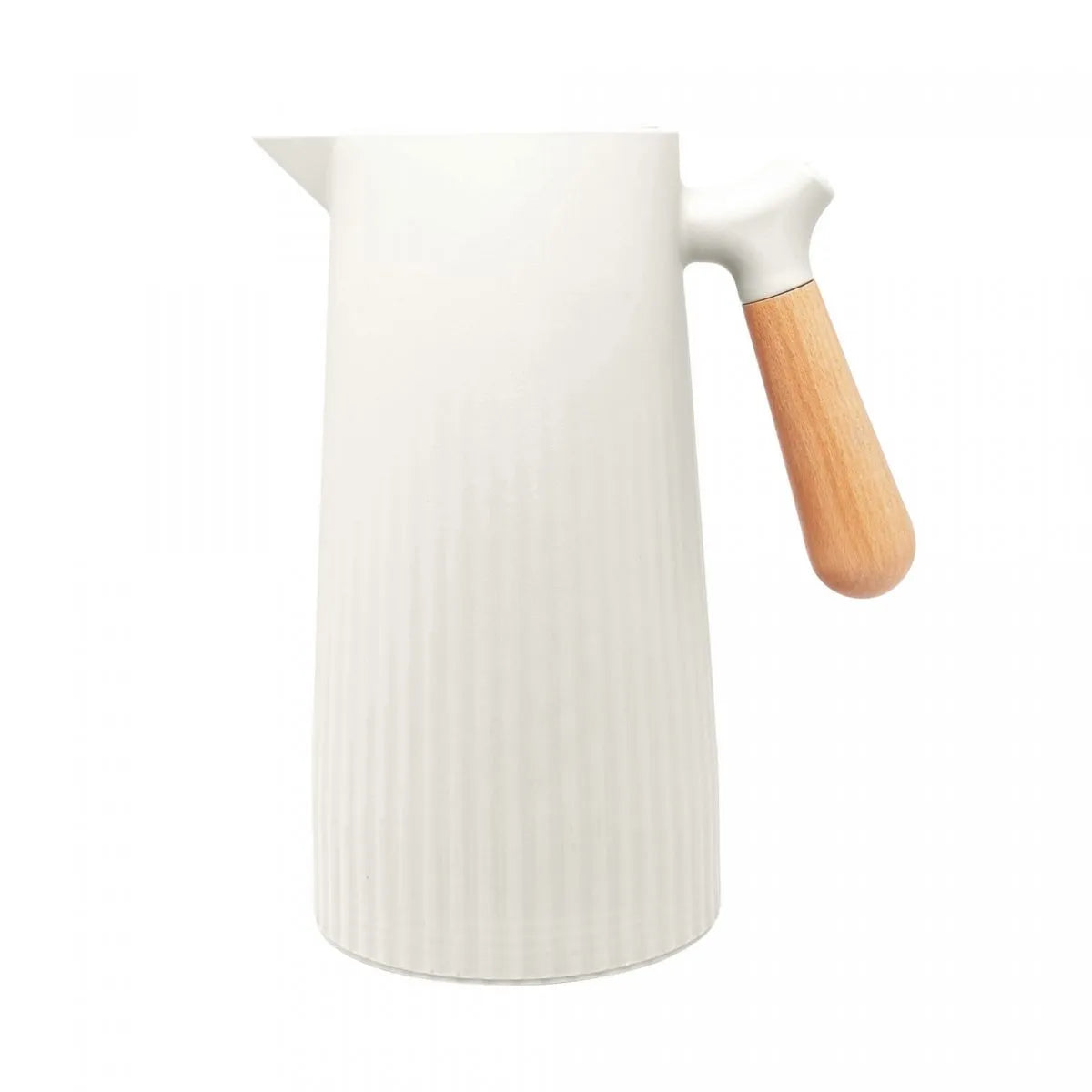 Garrafa Térmica de Plástico com Cabo de Madeira New Nórdica Branca 1L - DoceLar Loja