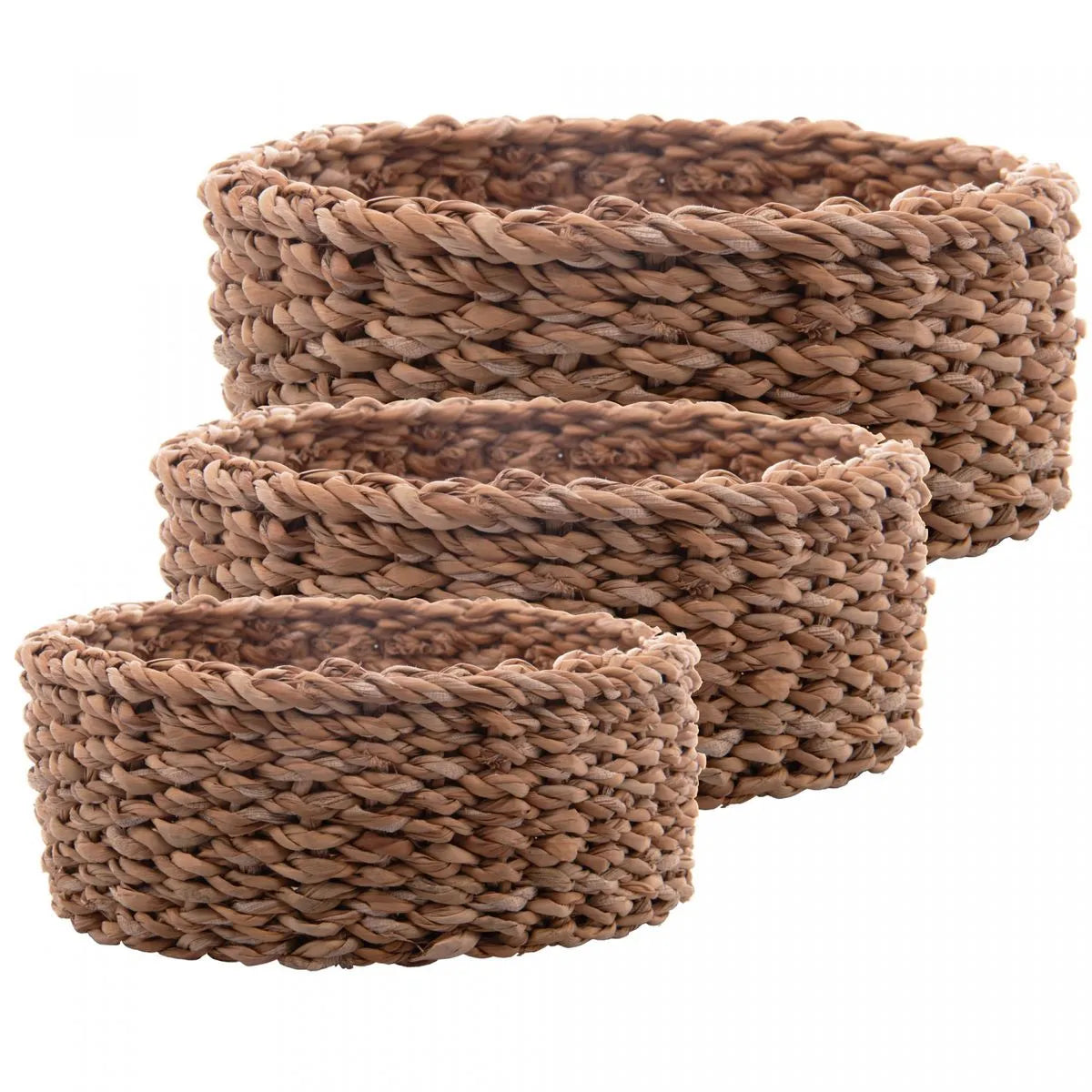 Conjunto 3 Cestas Redondas de Fibra Natural - DoceLar Loja