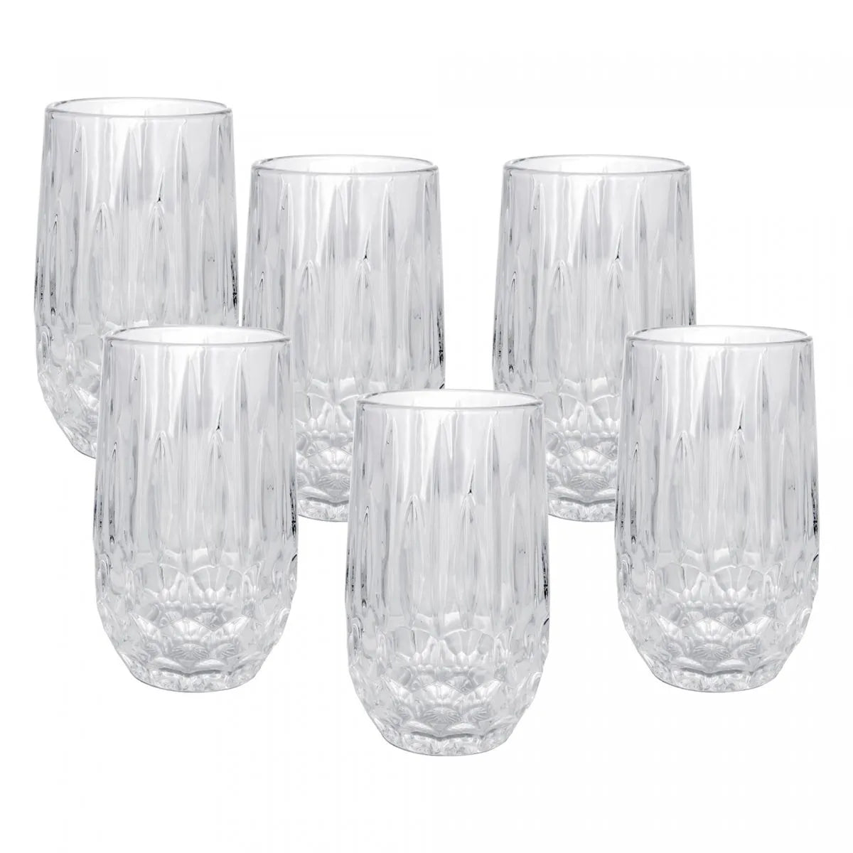 Cj 6 Copos Altos de Vidro Galway 350ml - DoceLar Loja