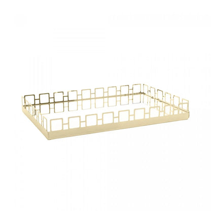 Bandeja de Aço Inox com Espelho Elos Dourada - DoceLar Loja