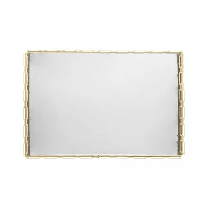 Bandeja de Aço Inox com Espelho Elos Dourada - DoceLar Loja