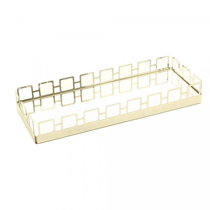 Bandeja de Aço Inox com Espelho Elos Dourada - DoceLar Loja