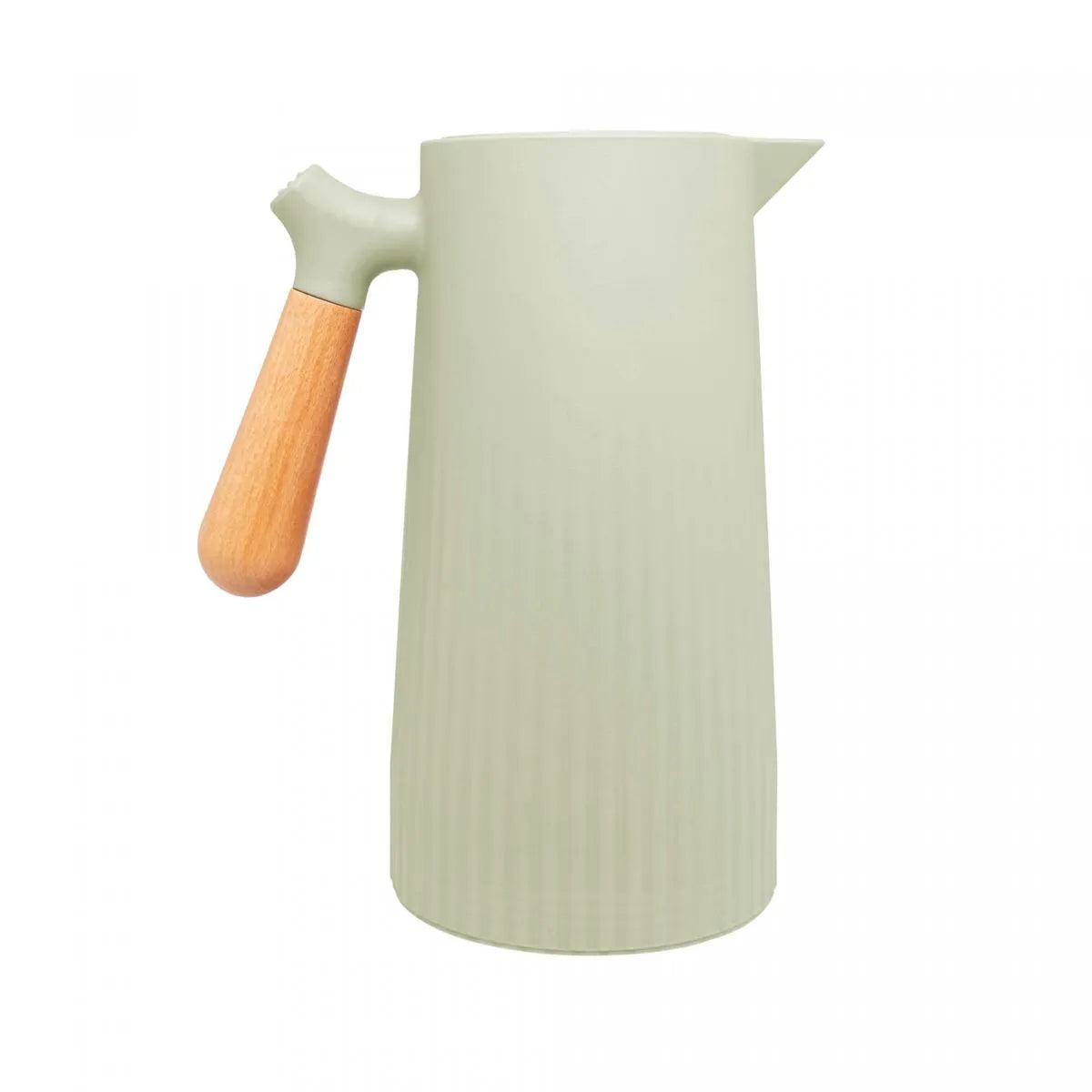 Garrafa Térmica de Plástico com Cabo de Madeira New Nórdica Verde 1L - DoceLar Loja