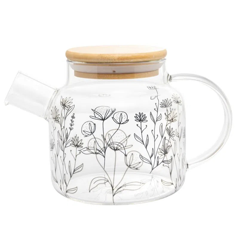 Chaleira Flores C/ Tampa Bambu - DoceLar Loja