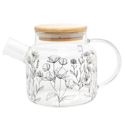 Chaleira Flores C/ Tampa Bambu - DoceLar Loja