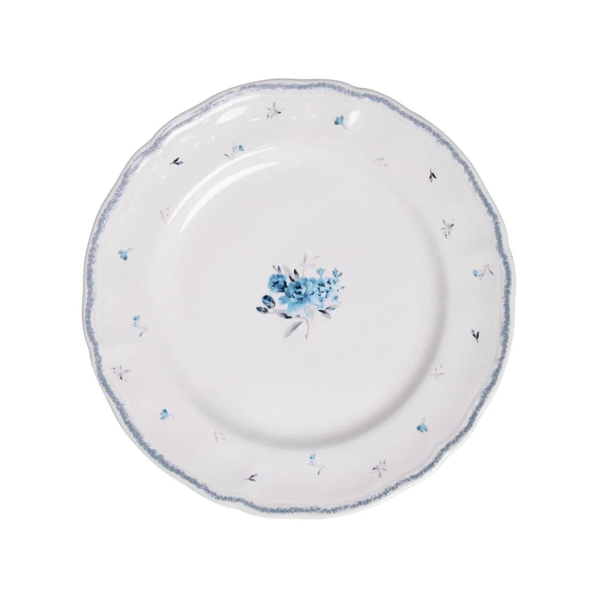PRATO PARA SOBREMESA FLORESCER 19,5CM AZUL CERAMICA WOLFF