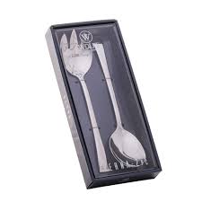 CJ 2PC COLHER E GARFO ACO INOX P/SALADA BERNA