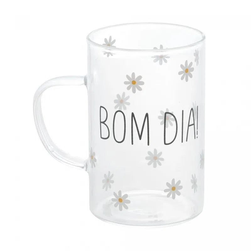 Cj 2 Canecas de Vidro Borossilicato Bom Dia - DoceLar Loja