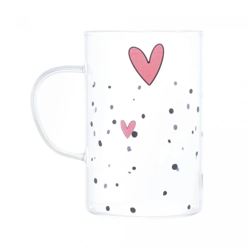 Cj 2 Canecas de Vidro Borossilicato Coração - DoceLar Loja