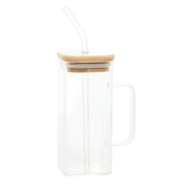 Caneca com Canudo e Tampa Bambu - DoceLar Loja