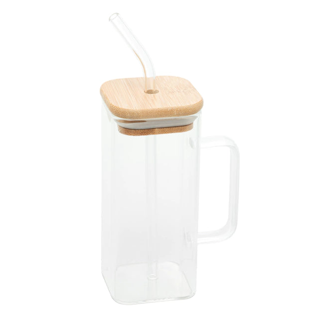 Caneca com Canudo e Tampa Bambu - DoceLar Loja