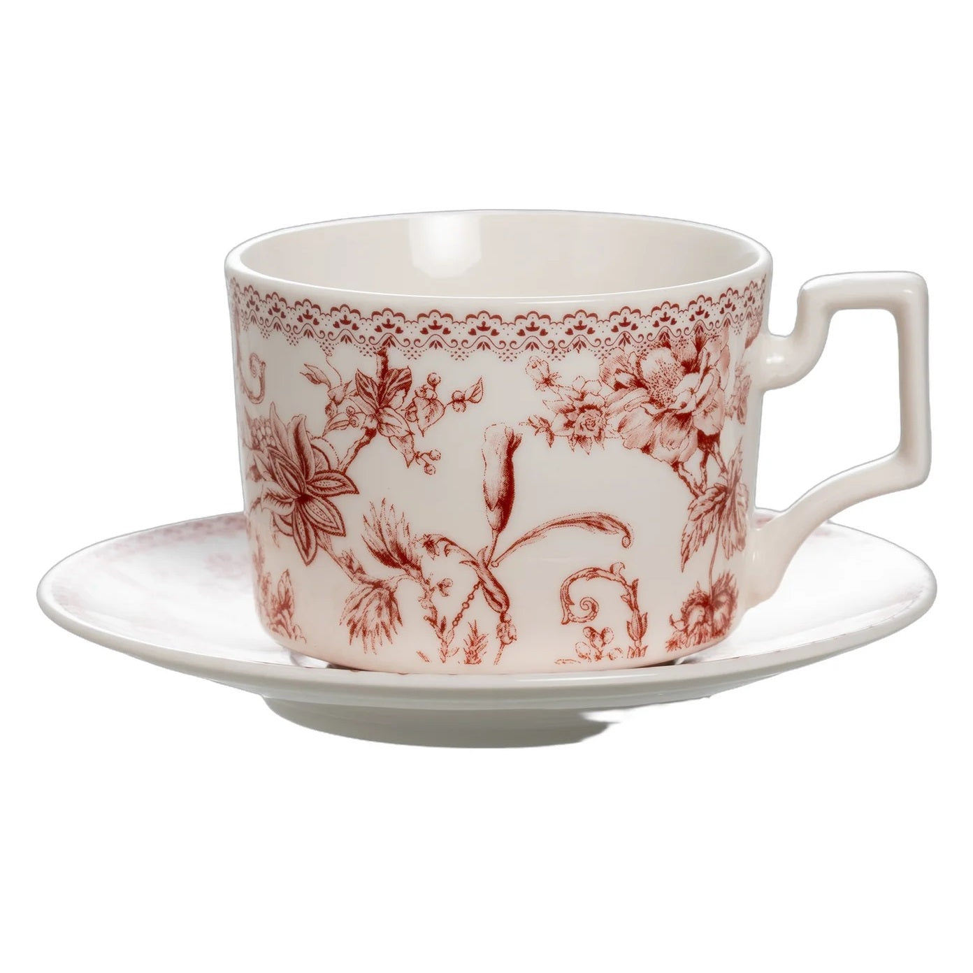 Jogo de 8 peças para café Hortênsia em new bone china 90ml bordô