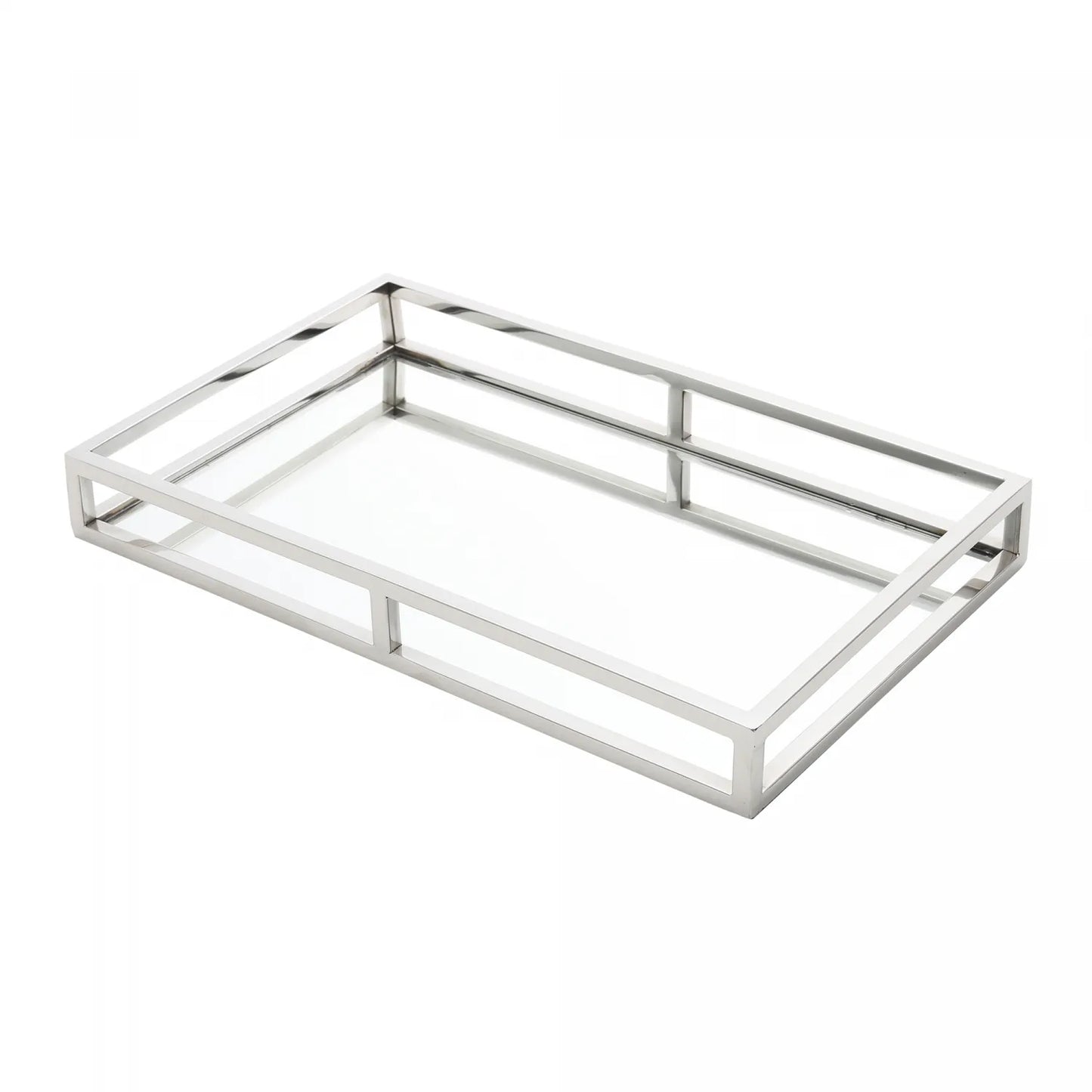 BANDEJA DE AÇO INOX COM ESPELHO 41CM X 26CM X 5CM