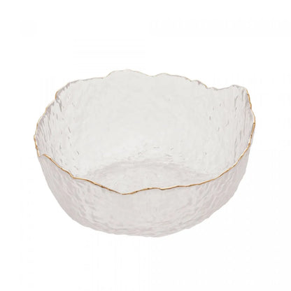 BOWL DE CRISTAL MARTELADO COM BORDA DOURADA TAJ M