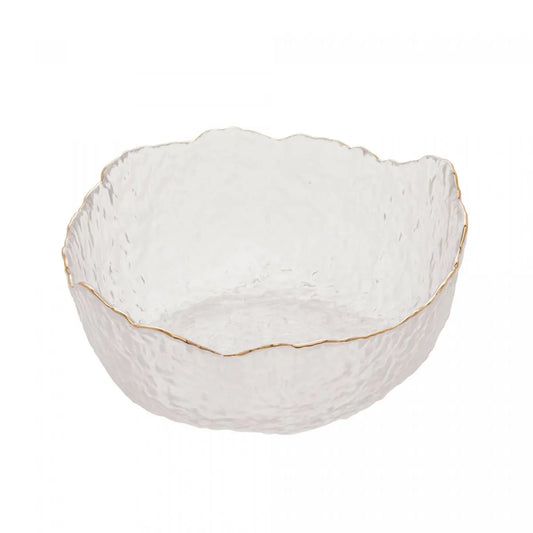BOWL DE CRISTAL MARTELADO COM BORDA DOURADA TAJ 19CM X 10CM