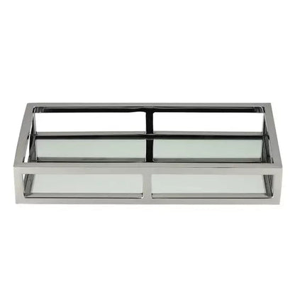 BANDEJA RETANGULAR PRATA DE AÇO INOX FUNDO ESPELHO