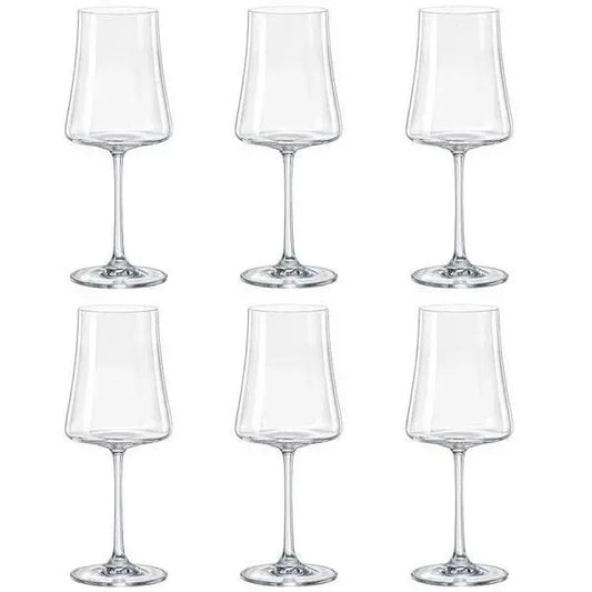 Jogo 6 Taças Cristal Vinho Branco Fundo Quadrado - DoceLar Loja