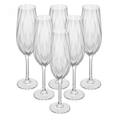 JOGO 6 TACA DE CHAMPANHE CREX OPTIC 270ML CRISTAL ECOLOGICO BOHEMIA