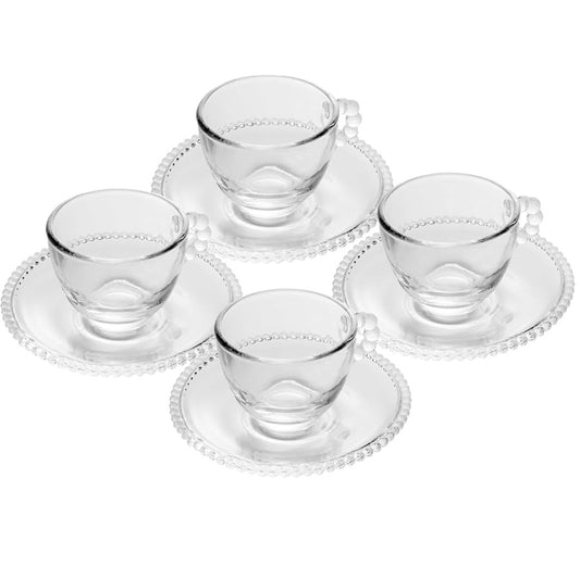 CONJUNTO 4 XÍCARAS DE CAFÉ DE CRISTAL COM PIRES PEARL 80ML