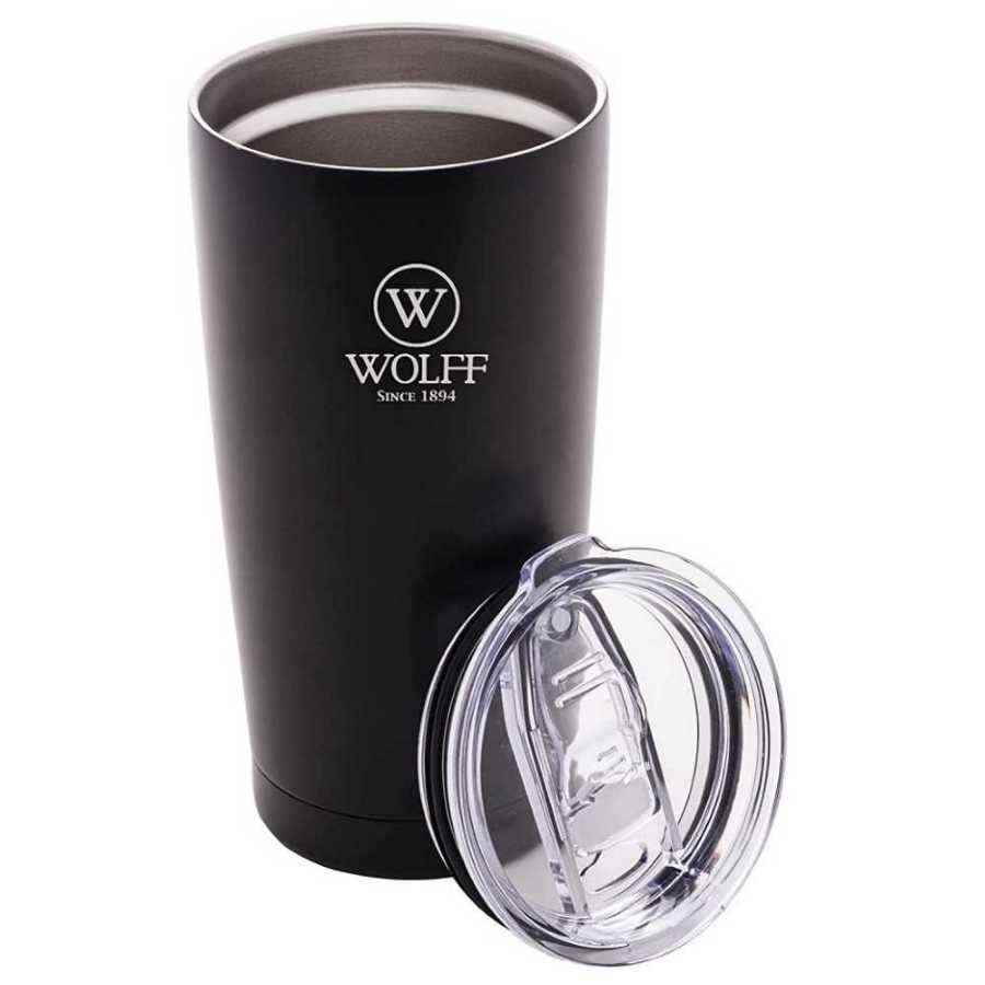 COPO TERMICO DE ACO INOX PAREDE DUPLA C/TAMPA PRETO 600ml