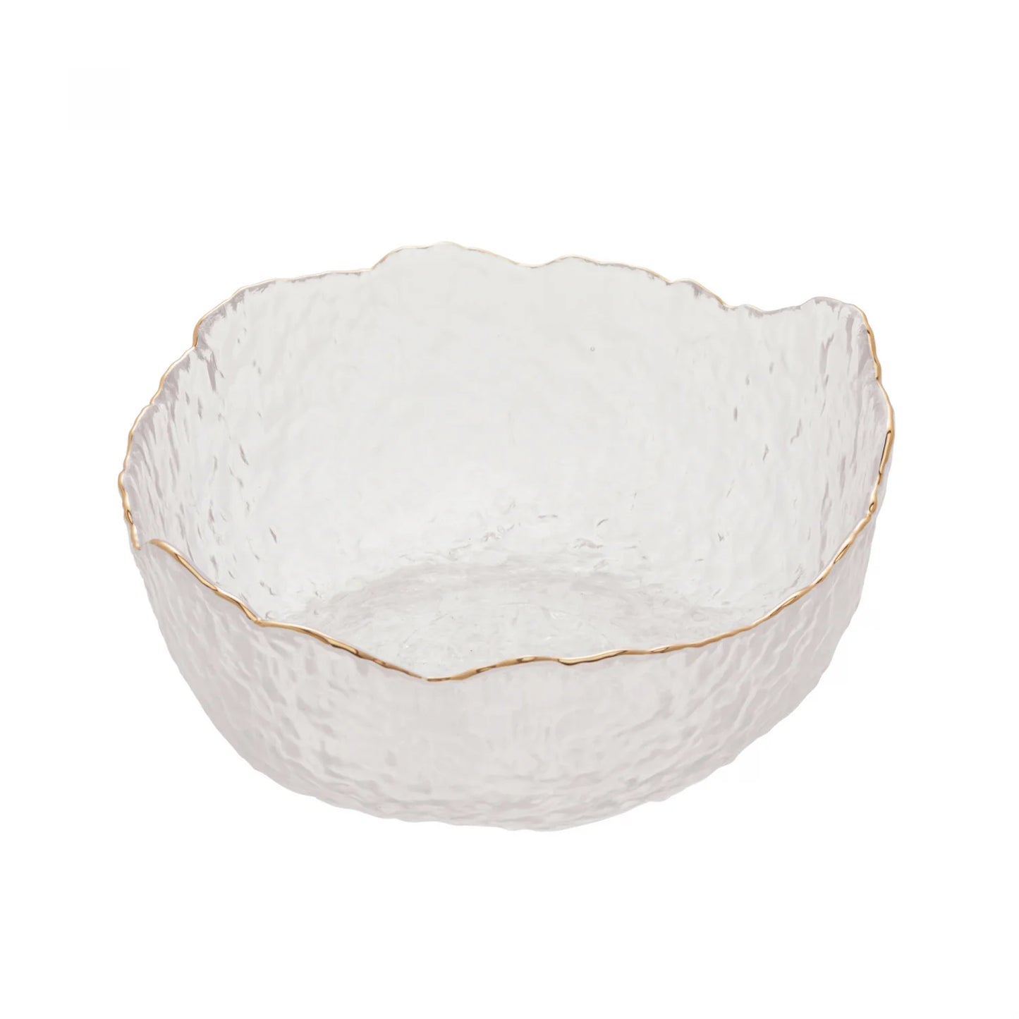 BOWL DE CRISTAL DE CHUMBO MARTELADO C/BORDA DOURADA TAJ  G