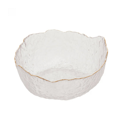 BOWL DE CRISTAL DE CHUMBO MARTELADO C/BORDA DOURADA TAJ  G
